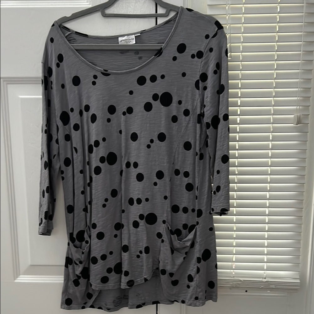 Gray Polka Dot Women's Top swing tunic